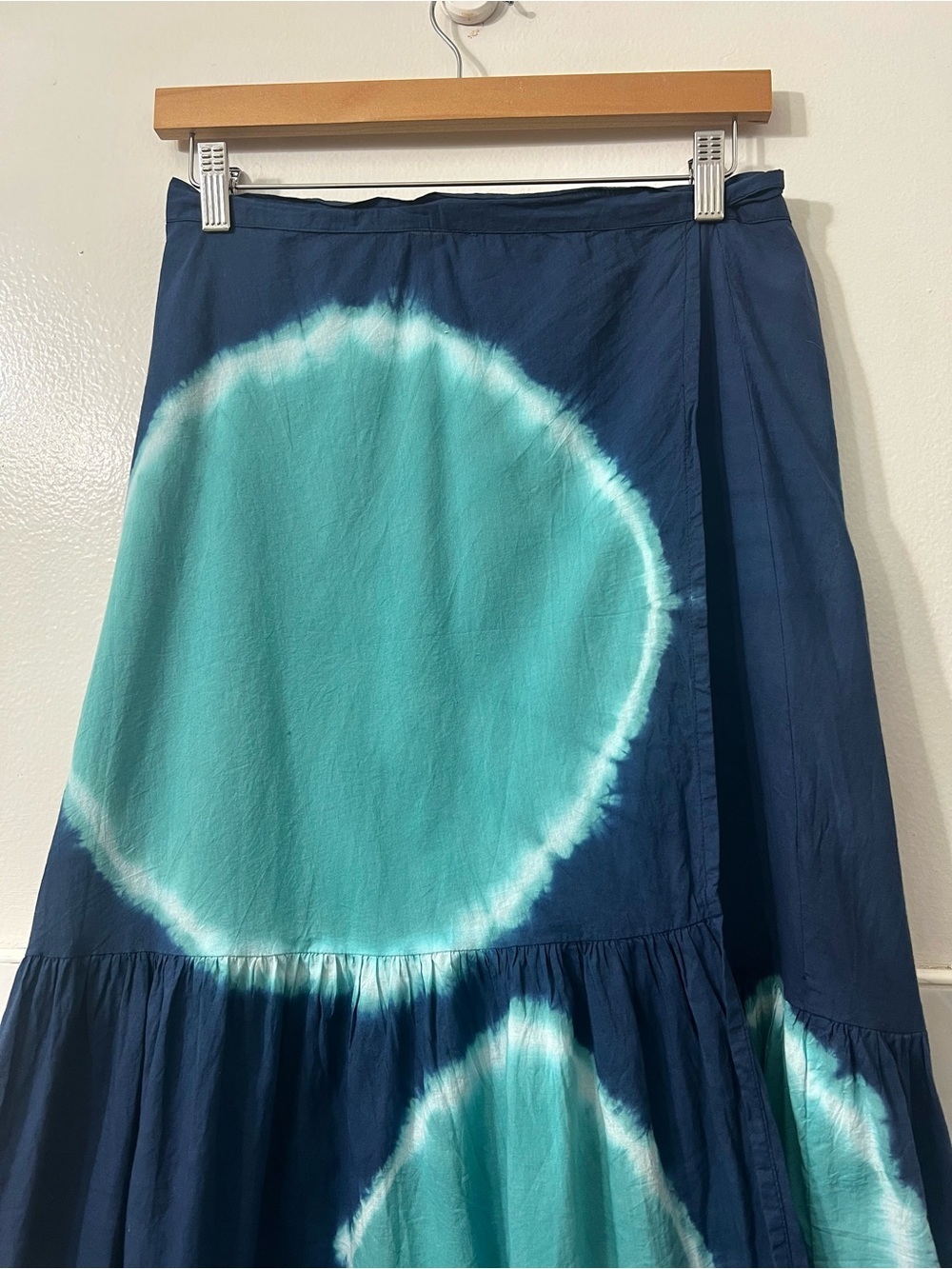 Matta NYC Tie Dye 100% Cotton Tiered Wrap Skirt S/M Boho Retro Resort Art Flowy - Picture 3 of 10
